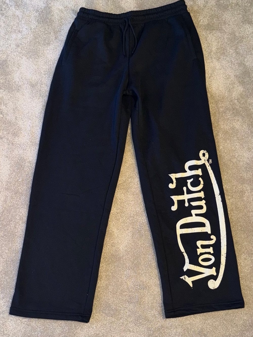 NEW Women’s Von Dutch Black Sweatpants with White Script Logo